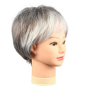 Sexy ladies short gray white mixed Natural Hair wigs + Free Wig cap w45