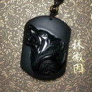 Black Obsidian Carving Wolf Head Obdidian Amulet Pendant Best Obsidian E5V8