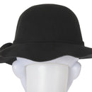 Stylish Kids Girls Wide Brim Retro Felt Bowler Floppy Cap Cloche Hat-black