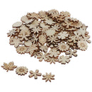 100pcs Wooden Flowers and Leaves Embellishment Wooden Shape Wood Slices Craft