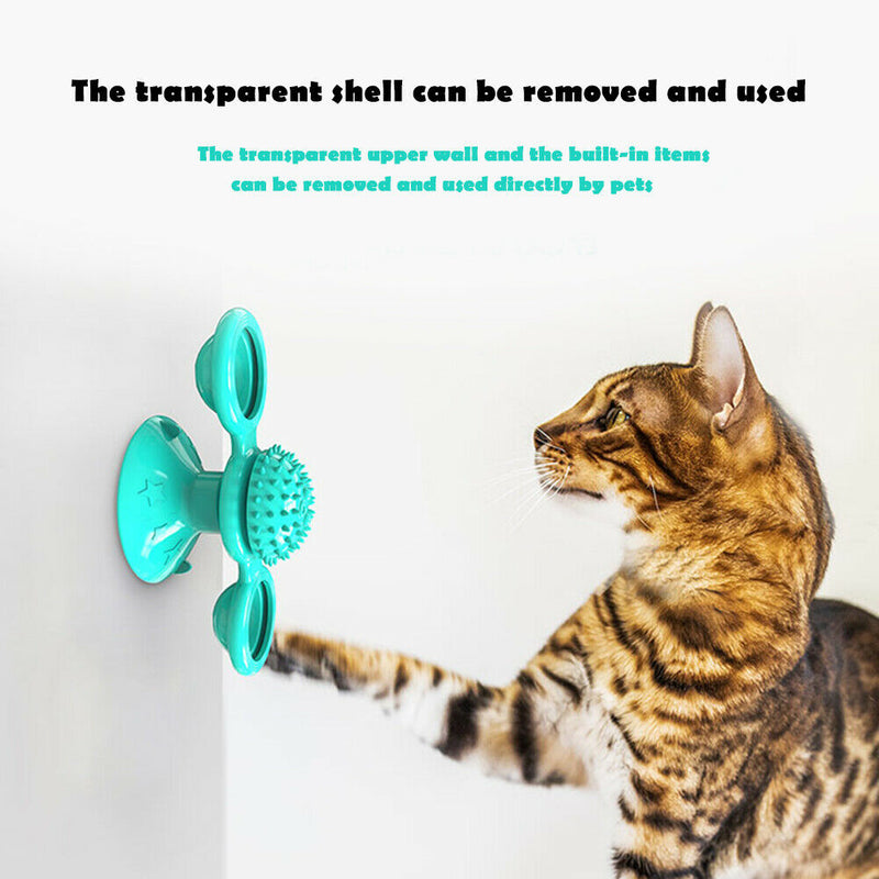 Cats Puzzle Turntable Windmill Ball Interactive Toys Pet Supplies (Blue) A