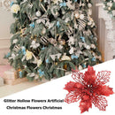 8pcs 15cm DIY Artificial Glitter Flower Xmas Tree Home Wedding Decor (Red)