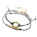 2Pcs/Set Fashion Black Rope Chain Charms Bracelet Bangle Jewelry Accessories ME