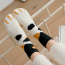 6 Pairs Winter Fleece Socks Women Plush Cute Cat Claw Sleeping Floor Socks