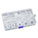 250Pcs Durable White Nylon Washer Flat Gasket  Washer Set With Storage Box