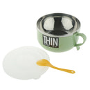 900ML Stainless Steel Noodles Bowl Soup Fruit Salad Bowl with Spoon Green