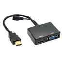1080P HDMI Male To VGA & HDMI Splitter Converter Cable For TV AV PC Monitor