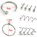 14XCrystal Unisex Surgical Steel Screw Nose Stud Ring Hoop Piercing Jewelry OZ