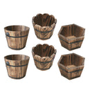 6Pieces Wooden Bucket Pot Flower Planter Barrel Patio Garden Home Decor