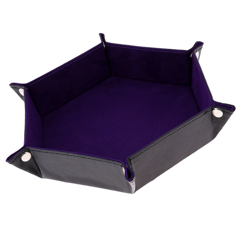 Double Side Dice Tray PU Leather Hexagon Tray Holder for Dungeons&Dragons A