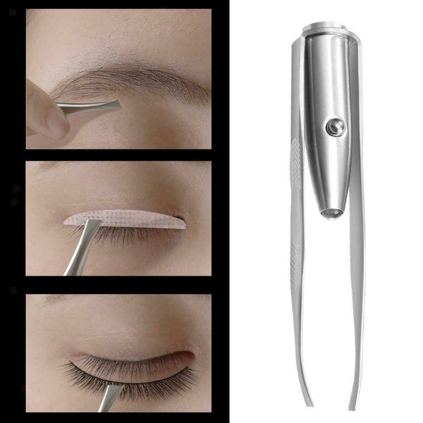 LED Eyebrow Tweezer Eyes Hair Remover Professional Makeup Stainless Steel