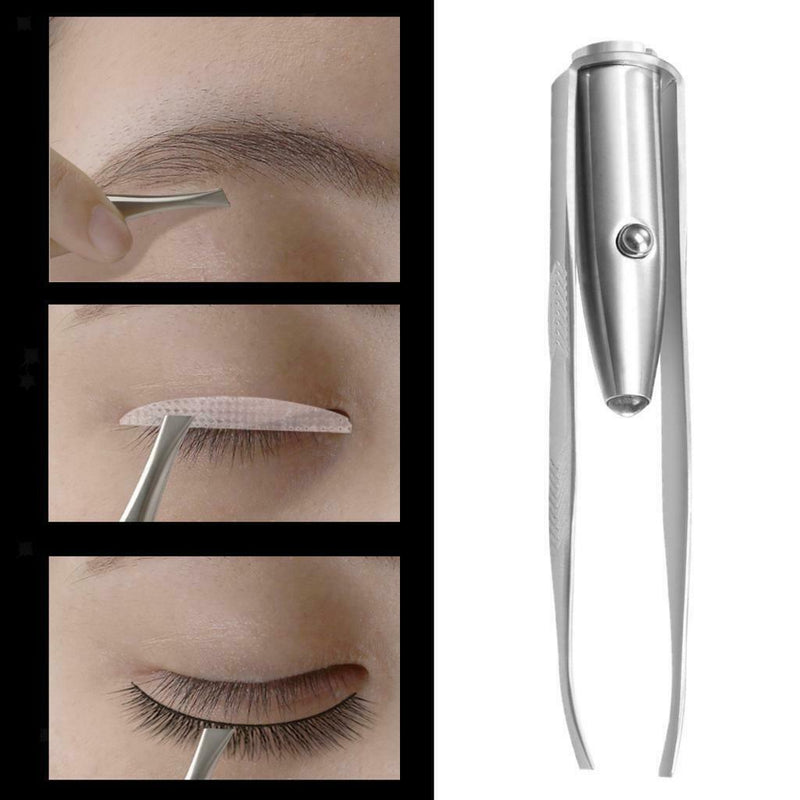 LED Eyebrow Tweezer Eyes Hair Remover Professional Makeup Stainless Steel
