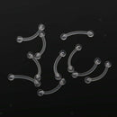 10 Pieces Curved Bend Cross Eyebrow Piercing Bar Ring Stud Clear Acrylic 18g
