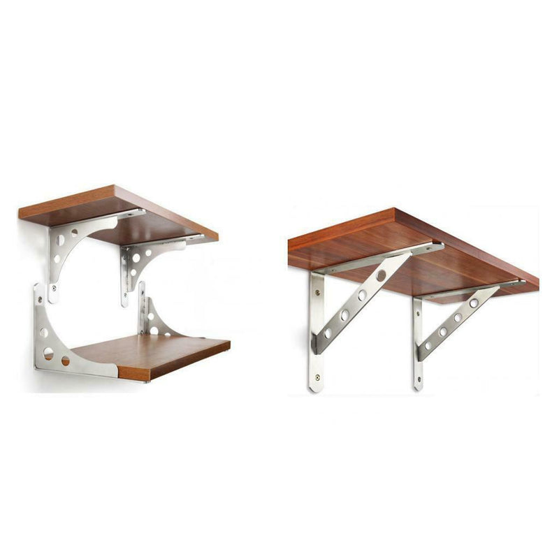 4pcs Triangle Shelf Brackets Stainless Steel Wall Mounted Shelf Support 6inch