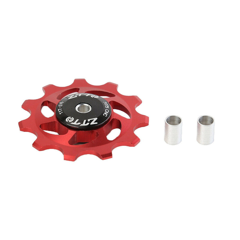 1 Set 11T Rear Derailleur Jockey Wheel Ceramic Bearing Guide Roller (Red)