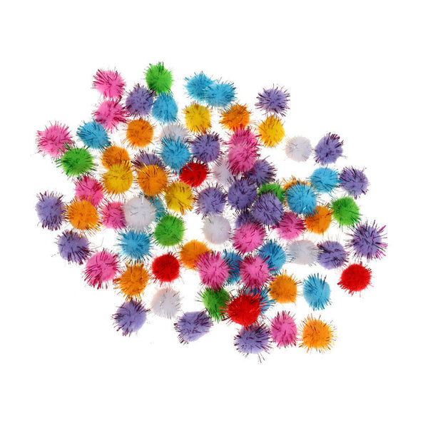 200x Mixed Color Glitter PomPoms Balls Pom Poms Pet Toys Decor for DIY Craft