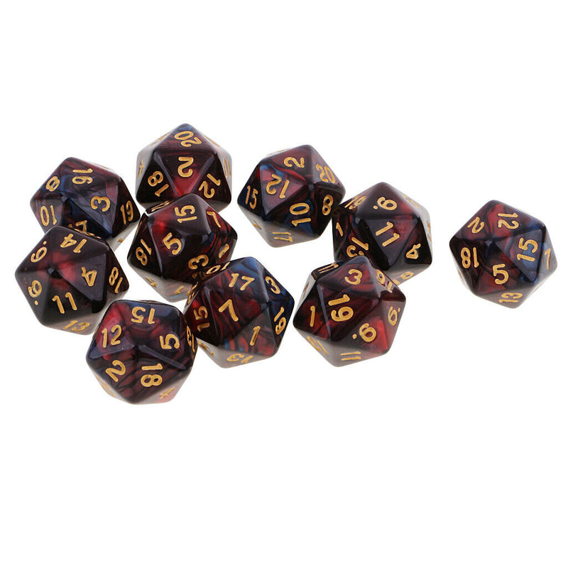 10PCS 20 Sided D20 Dice for Dungeons and Dragons  TRPG Table Games