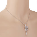 Tennis Racquet Racket & Crystal Ball Charm Pendant Necklace Sports Jewelry