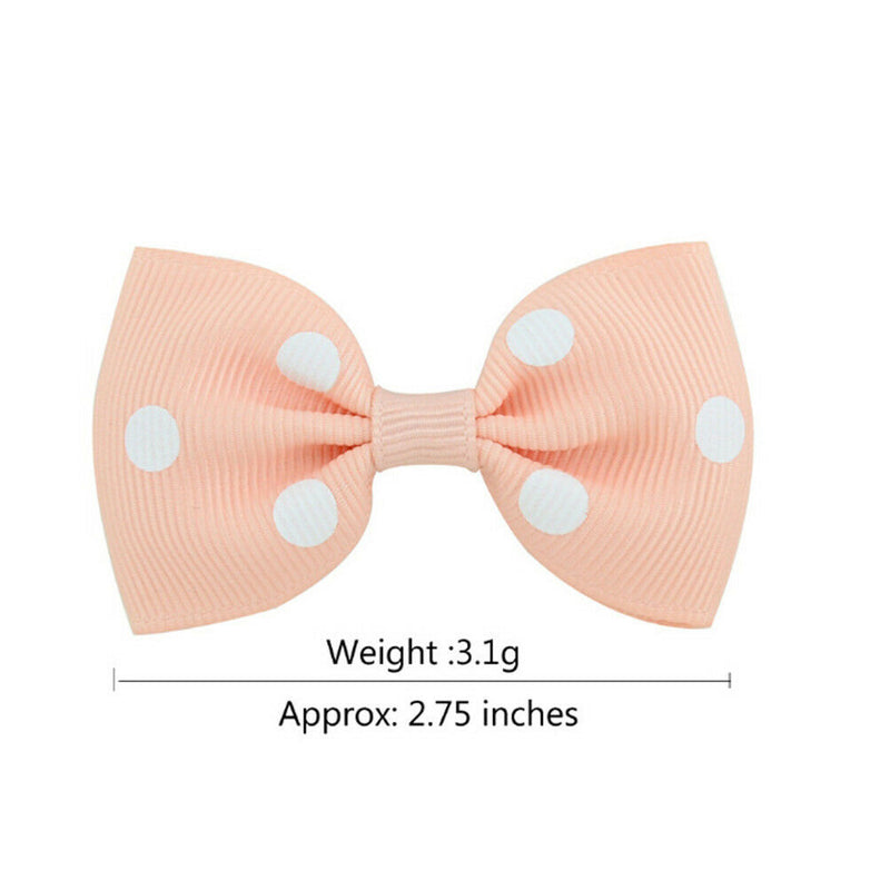 20Pcs Baby Girls Dot Hair Bows Band Boutique Alligator Clip Grosgrain Ribbon FT