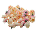 30 Artificial Camellia Silk Flower Heads Party Table Arrangement Yellow Pink