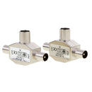 Universal 2Pcs 2 Way TV Aerial Splitter Coaxial Signal 1 Female To 2 Male