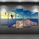 5 Panel  Home Wall Art Scenic Picture Paint Printed on Canvas Balloon
