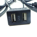 2 USB Adapter Socket Car Dashboard Mounted Extension Cable