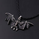 Mens Fashion Rope Enamel Pendant Halloween Vampire Bat Necklace Long Chain Black
