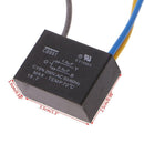 CBB61 1.5uF+2.5uF 3 Wires Black AC 250V 50/60Hz Capacitor For Ceiling Fan