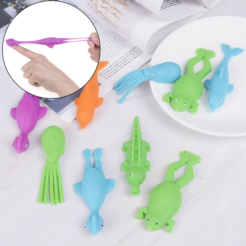 1Pc cute stretchy finger slingshot sticky flying marine animal kids toys FT
