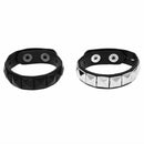 2pcs White Rivet + Black Rivet Punk Pyramid Studded Artificial Leather Brac Q9D1