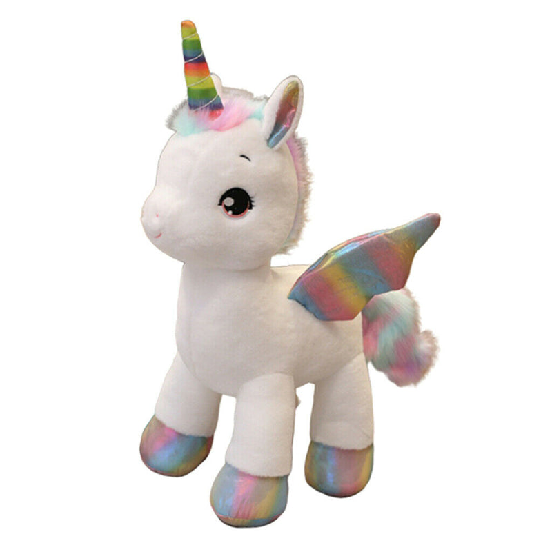 Cute Rainbow Unicorn Horse Plush Soft Toys for Kids Girl Birthday Gift White
