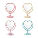 Beige Makeup Mirror Heart Shape Rotatable Stand Table Compact Mirror Plasti