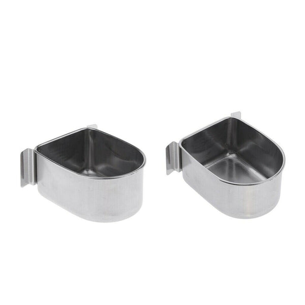 2x Useful Stainless Steel Bird Cages Food Water Feeder Cage Hanging Feeders