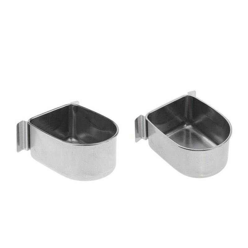 2x Useful Stainless Steel Bird Cages Food Water Feeder Cage Hanging Feeders