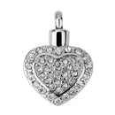 Full Crystal Heart Cremation Pendant Keepsake Ash Holder Necklace Jewelry