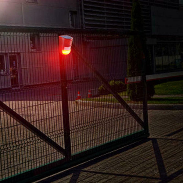 6 LED Waterproof Solar Warning Light Sound Alarm Wall Lamp Sensor Garden Yard