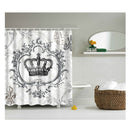 Bathroom Decor Retro Fabric Shower Curtains Set with 12 Hooks Crown