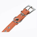 Orange PU Leather Dogs Cats Pets Puppy Neck Safety Collars XS