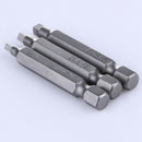 3Pcs 50Mm 1/4 Inch Hex Square Bits Square Head Screwdriver Bits S2 Alloy St