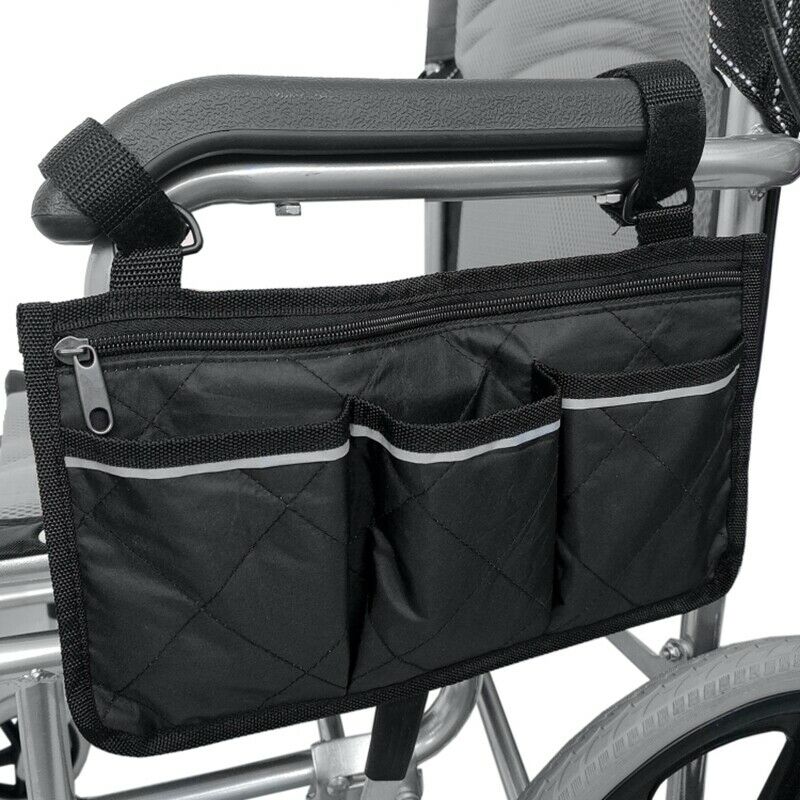 Wheelchair Side Bag for Back Wheelchair Storage Bag Pouch Fits Most Bed Rai B2N8