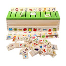 Infant Kids Wooden Matching Grouping Toys 8 Catagories Early Development