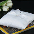 White Double Heart Rhinestone Ring Pillow Wedding Ring Bearer Cushion 20*20