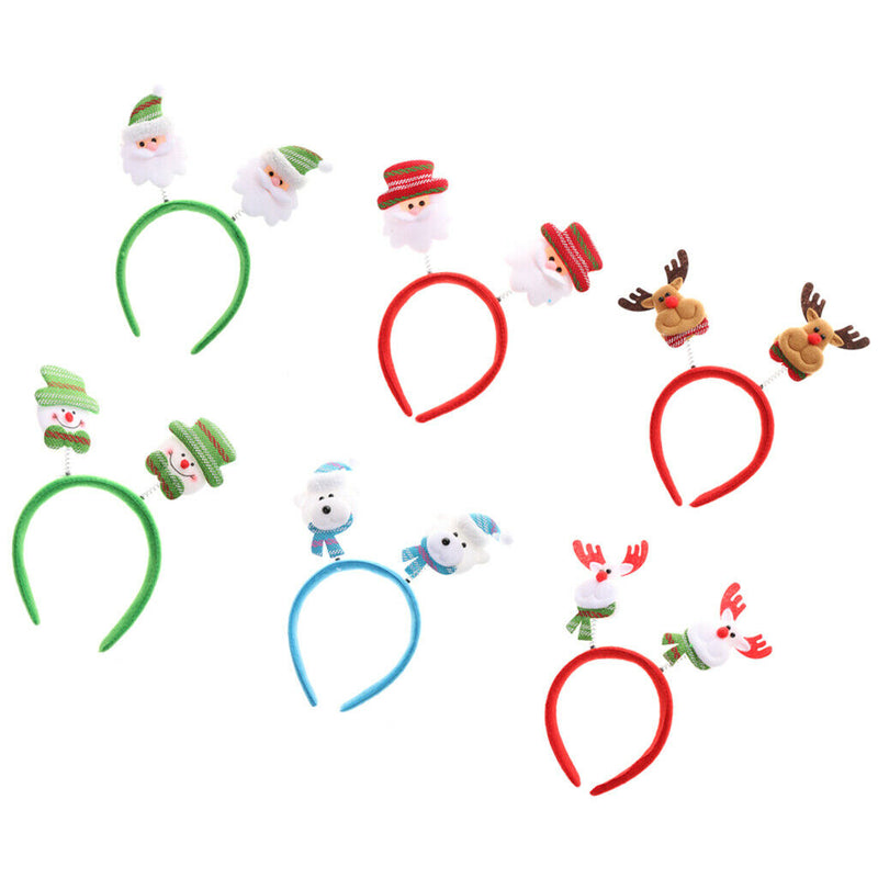6 Pieces Christmas Headbands - Funny Reindeer Snowman Head Boppers for kids