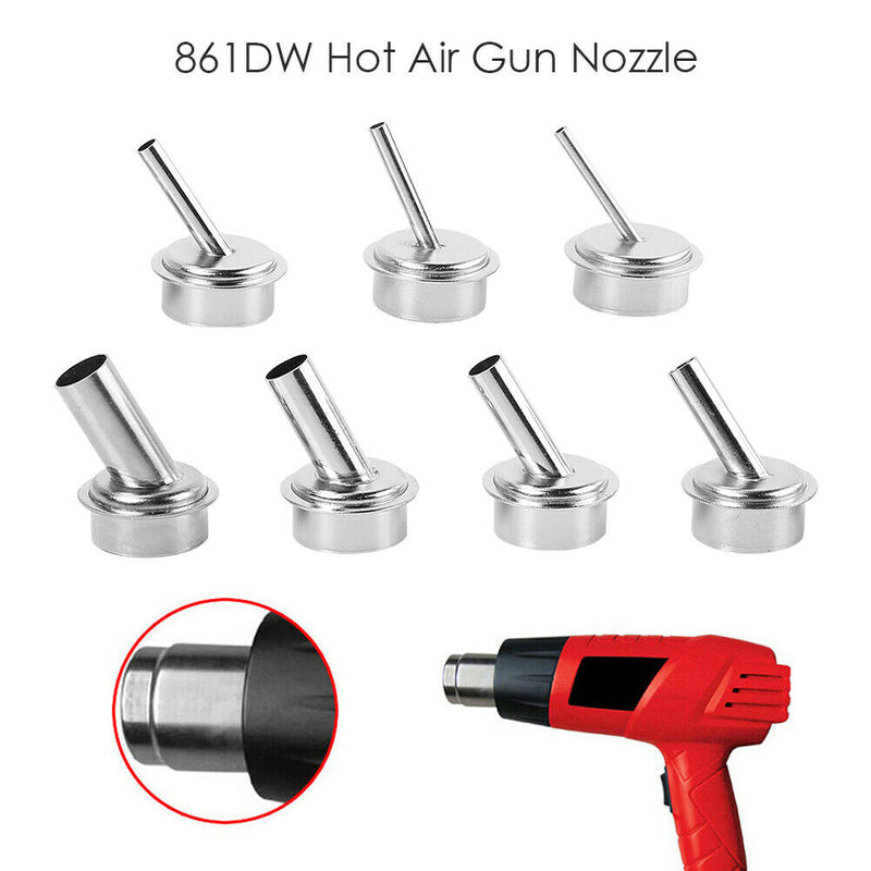 7x 3/4/5/7/8/10/12mm Curved Hot Heat Air Gun Nozzles for 861DW Soldering Station