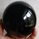 80MM Natural Black Obsidian Sphere Large Crystal Ball Healing Stone with Ba