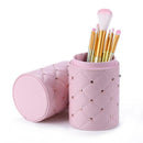 Fashion Leather Makeup Brush Storage Case Empty Holder Organizer (Pink M) A