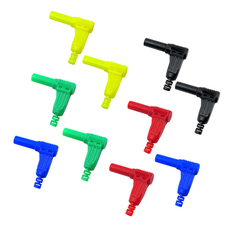 10PCS 4mm 90 degree Right Angle Connectors Banana Plug Adapters 32A 1000V (Red,