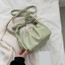 Retro Women Tote Bag Soft PU Shoulder Handbag Female Cloud Clutch (Green)