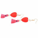 Simple Temperament Girl Heart Ball Velvet Tassel Earrings Long Stud EarringsF8J2